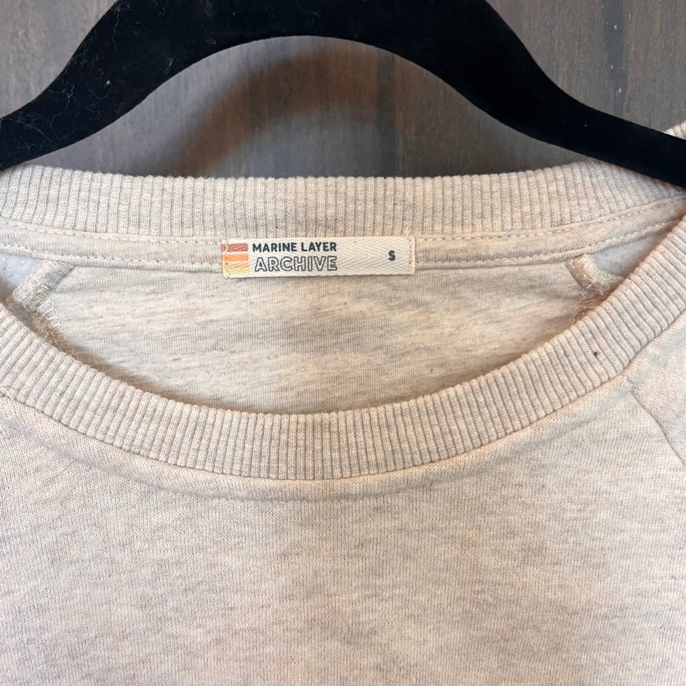 Marine Layer Cream Wavy Stripe Sweatshirt - Picture 2 of 3